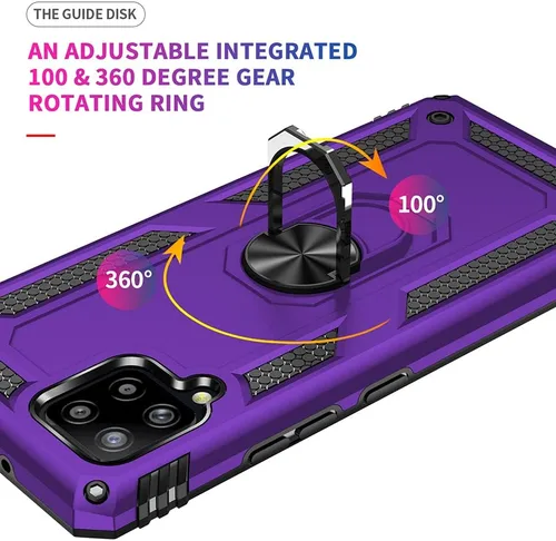 Vista 3 de Funda para Galaxy A42 5G, con protector de pantalla HD, [grado militar] anillo de montaje en coche con soporte híbrido de policarbonato duro