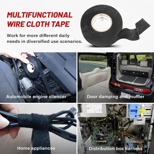 Vista 5 de RED WOLF Cinta de arnés de cable de 1 pulgada y 50 pies, arnés de cableado de alta temperatura, cinta eléctrica de tela de fieltro autoadhesiva