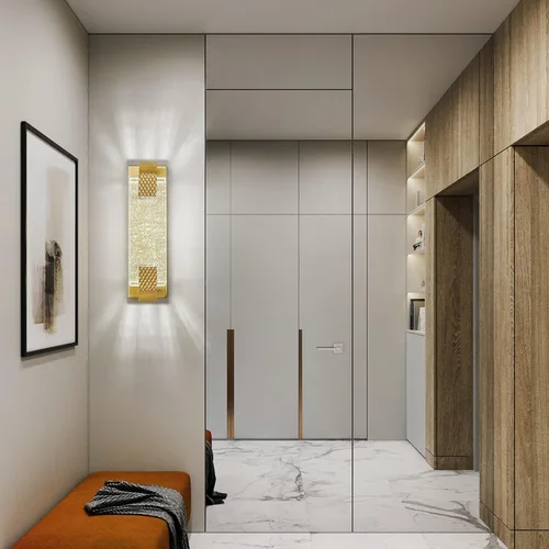 Vista 5 de Moderno aplique de pared de cristal con burbujas de cristal para baño, 15.15 pulgadas, luces LED doradas de tocador para baño, pasillo, dormitorio