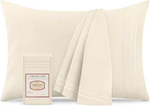 Vista 63 de Mellanni Fundas de almohada de lujo, extrasuaves, refrescantes, fundas de almohada de 2 piezas de la colección Icónica, cierre de sobre