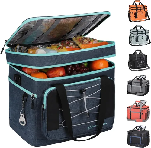 Vista 8 de Maelstrom Portable Collapsible Soft Cooler Bag – 24/30/60 Cans Double-Deck Leakproof Ice Chest for Beach, Camping & Grocery