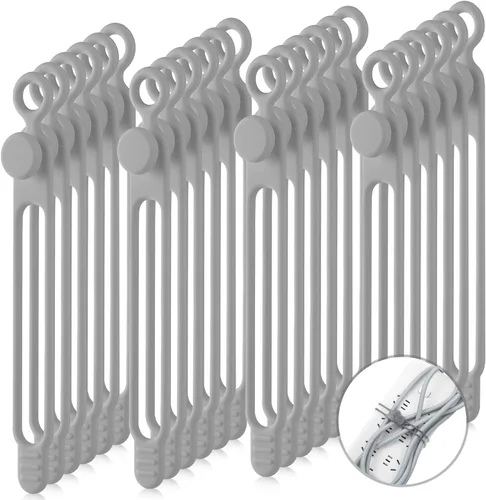Vista 11 de Nuanchu 40 bridas de silicona reutilizables, correas ajustables, organizador de cables de carga multiusos para sujetar cables de carga