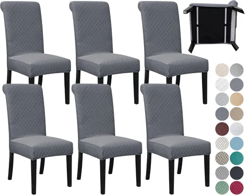 Vista 32 de SPRINGRICO Paquete de 2 fundas para sillas de comedor con cinturón de seguridad, fundas elásticas para sillas Parsons lavables, fundas protectoras