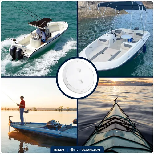 Vista 6 de Five Oceans Escotilla de barco, escotilla de acceso marino, escotilla redonda de placa de inspección con cubierta desmontable, plástico ABS blanco