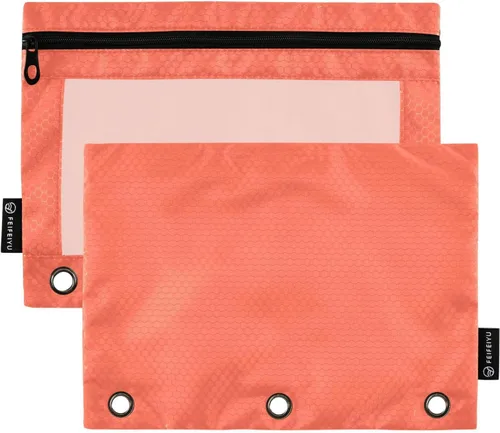 Vista 23 de Firebrick Zipper Pencil Pouch for 3 Ring Binder with Clear Window,Pencil Case 2 Pack Firebrick