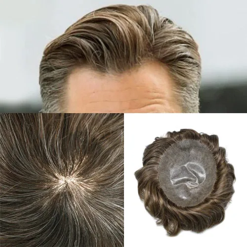 Vista 30 de Toupee - Pieza de pelo para hombres, piezas de prótesis de cabello humano real, piezas de prótesis de cabello humano real, para hombre, accesorios