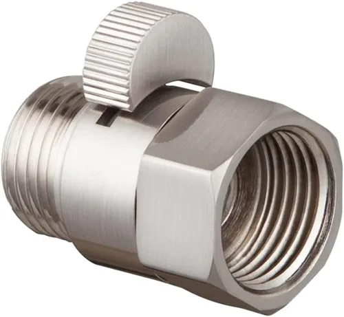 Interruptor de cierre de válvula de control de flujo de ducha de latón, níquel cepillado