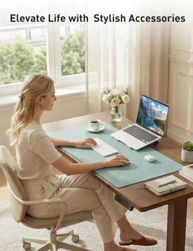 Vista 811 de Aothia Protector de escritorio de cuero, alfombrilla para mouse, alfombrilla de escritorio de oficina, 31.5 x 15.7 pulgadas, secante de escritorio