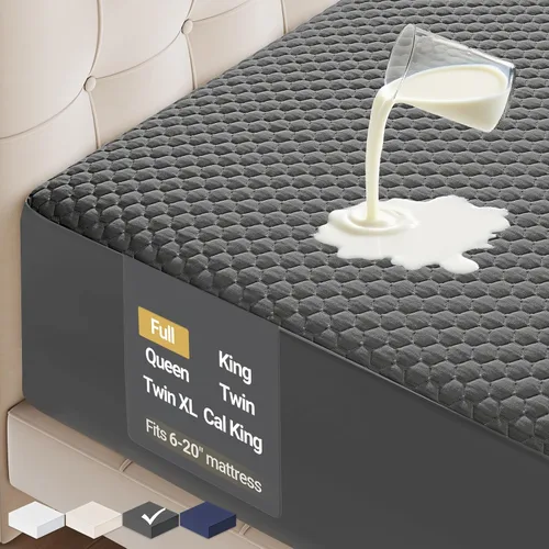 Vista 30 de OhGeni - Protector de colchón 100% impermeable, matrimonial, para colchones 6-20" con esquinas profundas, suave, silencioso, lavable a máquina