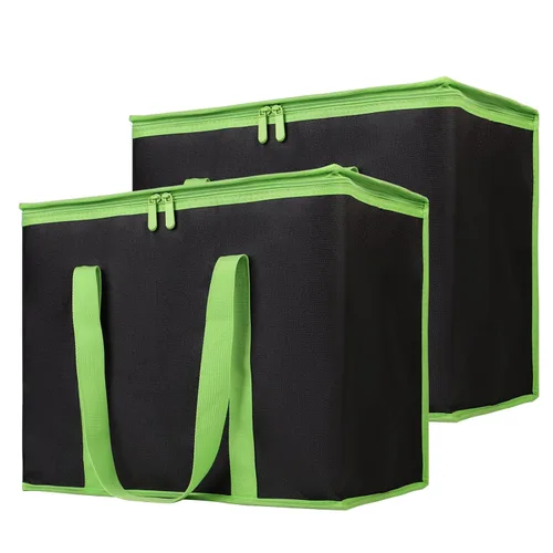 Vista 61 de Bodaon Paquete de 2 bolsas de comestibles reutilizables aisladas de servicio pesado, bolsa térmica, extra grande para alimentos congelados