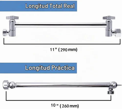 Vista 6 de Cabezal de ducha de lluvia con brazo de extensión ajustable de 11 pulgadas, cabezal de ducha cuadrado grande de acero inoxidable de alto flujo Cromo