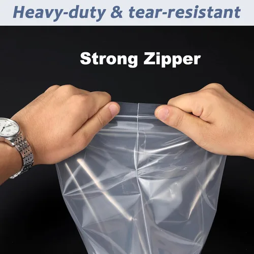 Vista 6 de 20 PCS Bolsas de Plástico con Cierre Zip de Polietileno Transparente Grandes de 18" x 23" Gruesas de 4 Mil, Bolsas con Cierre Recerrable Resistente