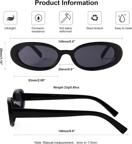 Vista 7 de Gafas de sol de los años 90 para mujeres y hombres, gafas de sol ovaladas