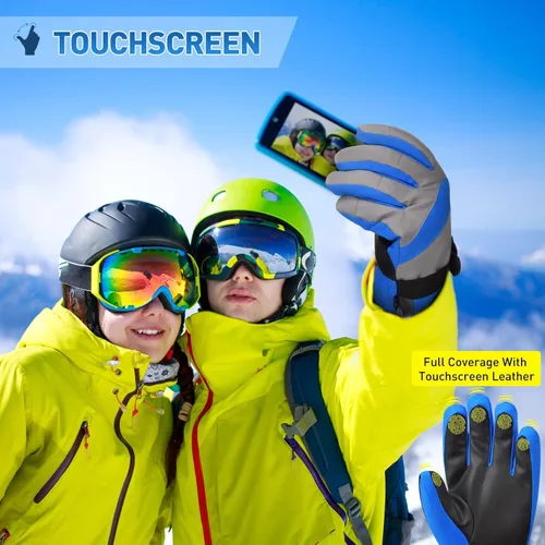 Vista 5 de WOLFILIST Ski Gloves Waterproof Windproof - 3M Thinsulate Insulated Warm Snow Gloves, Snowboard Gloves with Zipper Pocket, Touchscreen Winter Gloves