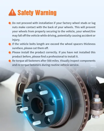 Vista 7 de ROADFAR Espaciadores de rueda de 2 pulgadas, 5 x 5, 4 unidades, adaptadores de espaciadores de rueda de 5 lengüetas, orificio de cubo de 2.815 in