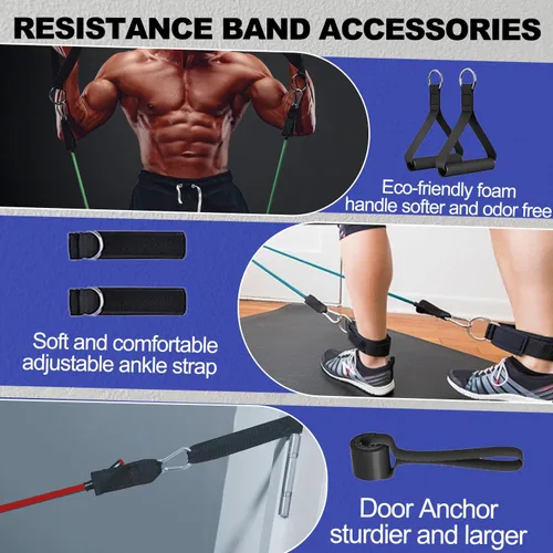 Vista 3 de Resistance Bands,Exercise Bands,Resistance Bands for Working Out with Handles for Men and Women,Workout Bands with Door Anchor and Ankle,Strength