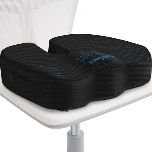Vista 16 de TushGuard - Cojín de asiento para silla de oficina de espuma viscoelástica antideslizante, cojín de escritorio para la espalda, coxis, ciática