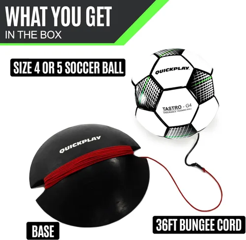 Vista 6 de QUICKPLAY Pelota de entrenamiento de fútbol Replay Bola de entrenamiento elástica ajustable con peso base