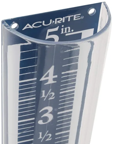 Vista 5 de AcuRite 00850A2, Pluviómetro con Lupa, Fácil de Leer, Capacidad de 5 pulgadas, Azul