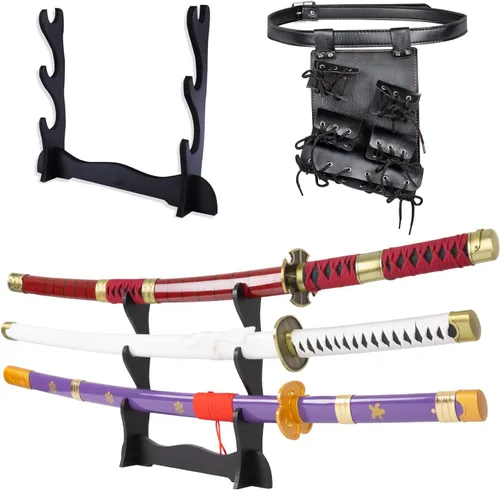 Vista 9 de Adust Espadas Roronoa Zoro de acero al carbono, espada de anime de metal real, disfraz de cosplay de Roronoa Zoro de 41 pulgadas en general, espada