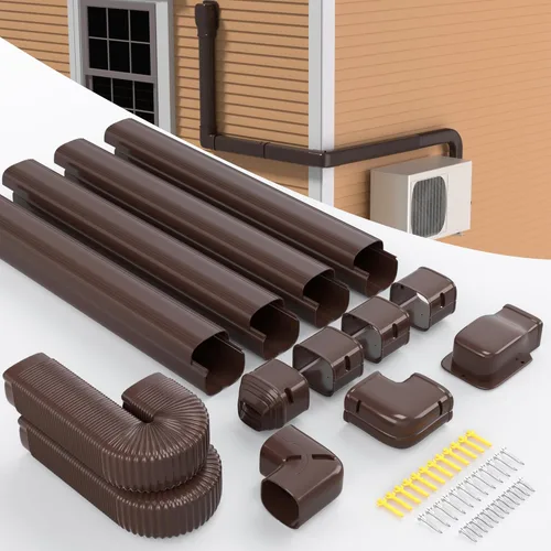 Vista 9 de Kit de cubierta de tubería decorativa de PVC de 3 pulgadas y 17 pies: kit de cubierta de línea dividida sin conductos para mini aire acondicionado