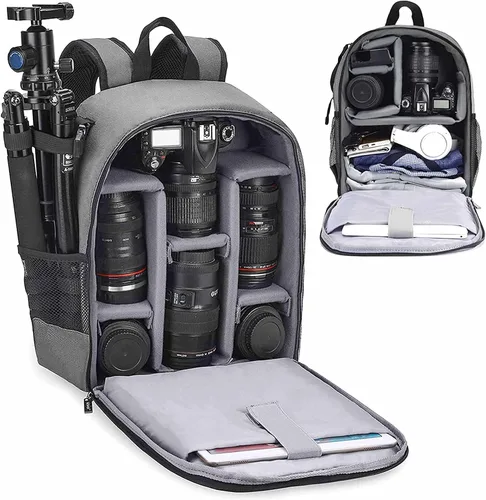 Vista 12 de Cwatcun - Mochila para cámara profesional para cámara SLR DSLR sin espejo, resistente al agua, maletín compatible con accesorios de cámaras Sony