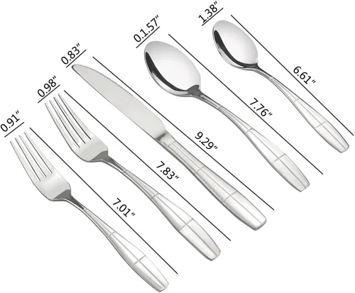 Vista 6 de Juego de cubiertos de 60 piezas, cubiertos de acero inoxidable, servicio para 12