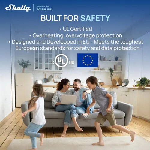 Vista 6 de Shelly Enchufe inteligente UL, WiFi, Bluetooth, Zigbee, salida de materia con medición de energía, funciona con HomeKit, Google Home, Alexa, Home