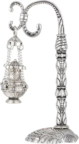 PRETYZOOM Incensario colgante vintage cono quemador de incienso soporte iglesia incensario ornamento de escritorio para yoga spa plata