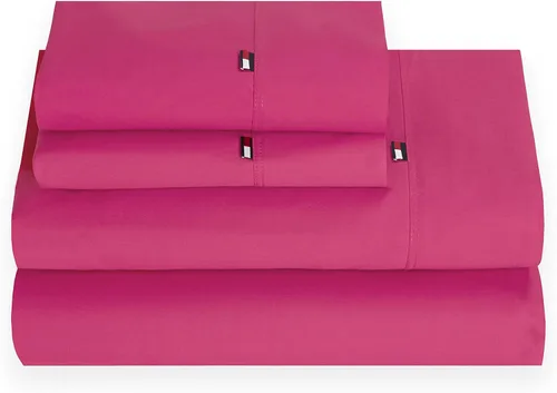 Vista 10 de Tommy Hilfiger Signature Solid Sheeting - Juego de 4 sábanas de 200 hilos, 1 sábana encimera, 1 sábana bajera y 2 fundas de almohada, tamaño Gris