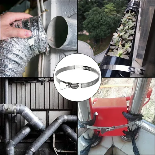 Vista 6 de ZOEYES 20 abrazaderas de conducto de acero inoxidable, abrazaderas de manguera de 4 pulgadas, abrazadera de tornillo sin fin ajustable
