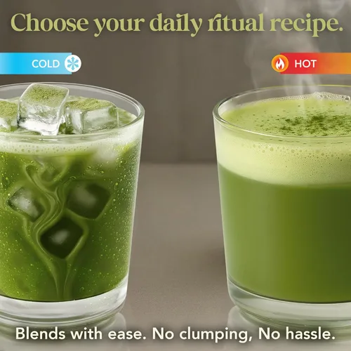 Vista 7 de Polvo de Té Verde Matcha con Setas de NACLEA - Té Verde Ceremonial Japonés Sin Azúcar con 18 Superalimentos de Setas y Colágeno Hidrolizado