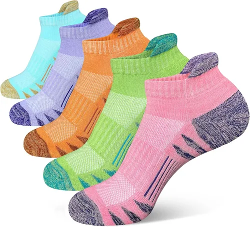 Heyoboy Womens Ankle Anti-blister Thick Cushioned Wicking Odor Resist Athletic Running Socks 5 Pairs