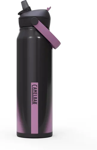 Vista 32 de CamelBak Thrive - Botella de agua de acero inoxidable aislada con pajilla abatible, musgo, 25 onzas