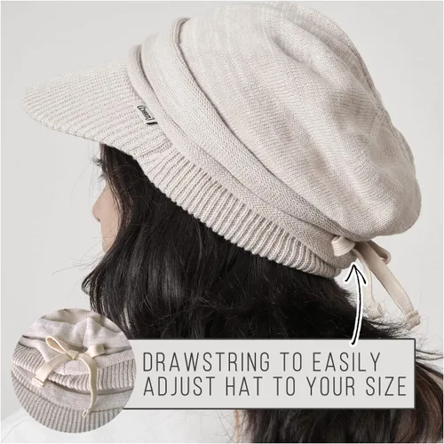 Vista 3 de CHARM Gorro de algodón orgánico con visera holgada para mujer, sombrero holgado para quimioterapia