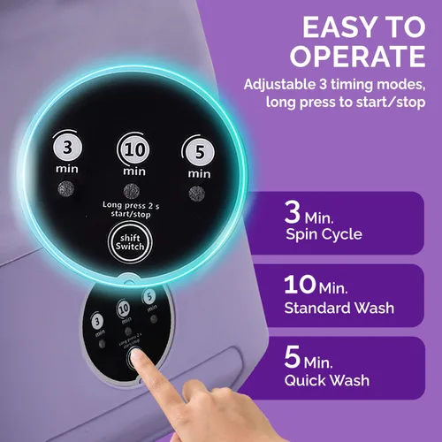 Vista 7 de Lavadora portátil, mini lavadora de 11 litros para apartamentos, caravanas y viajes, lavadora de ropa plegable con cesta giratoria y 3 modos