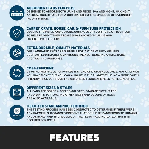 Vista 5 de EZwhelp Almohadillas reutilizables para orina de perro, almohadillas de entrenamiento impermeables para perros, lavables y sanitarias, esquinas