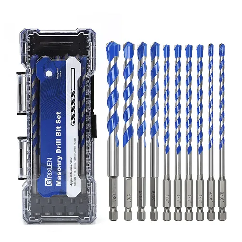 Vista 13 de Juego de 5 brocas para mampostería de 1/2 pulgada, juego de brocas para hormigón con vástago hexagonal, puntas de carburo para hormigón, cemento