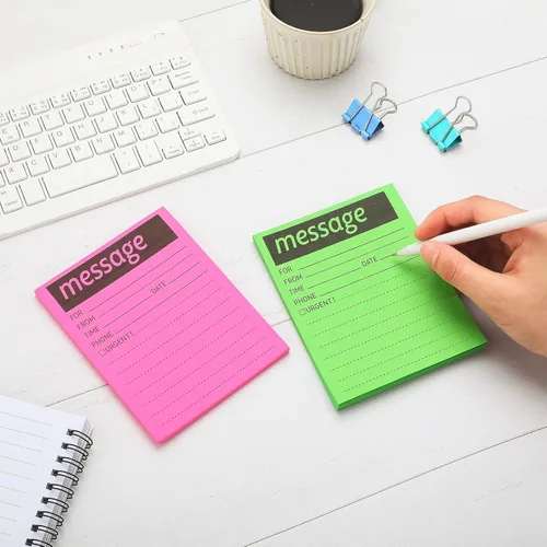 Vista 7 de Geyee 9 blocs de notas adhesivas de mensajes telefónicos de 4 x 5 pulgadas, varios colores neón, notas adhesivas urgentes autoadhesivas