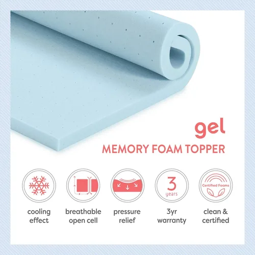 Vista 9 de Best Price Mattress - Sobrecolchón de espuma viscoelástica ventilada de 1.5 pulgadas con infusión de gel refrescante, certificado CertiPUR-US