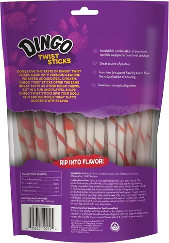 Vista 2 de Dingo Twist Sticks 50 Unidades, Masticables de Piel Cruda para Perros, Hechos con Pollo Real, 50 Unidades (Paquete de 1)