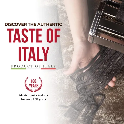 Vista 4 de Antichi Poderi - Pasta orgánica de tinta de calamar negro, fideos de pasta negra hechos con sémola de trigo duro, tinta de calamar y germen