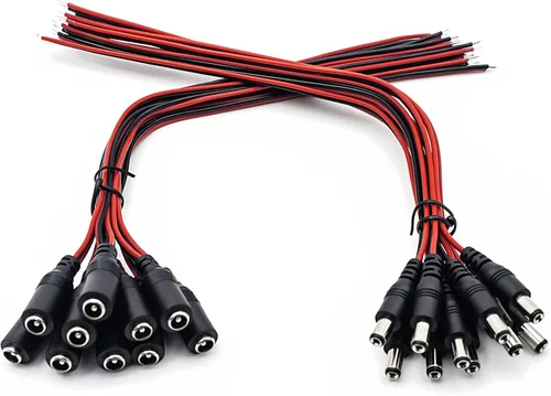 Vista 7 de Cable de alimentación de CC de 12 V 5 A, conectores macho hembra para cámara de seguridad CCTV, conectores adaptadores de corriente