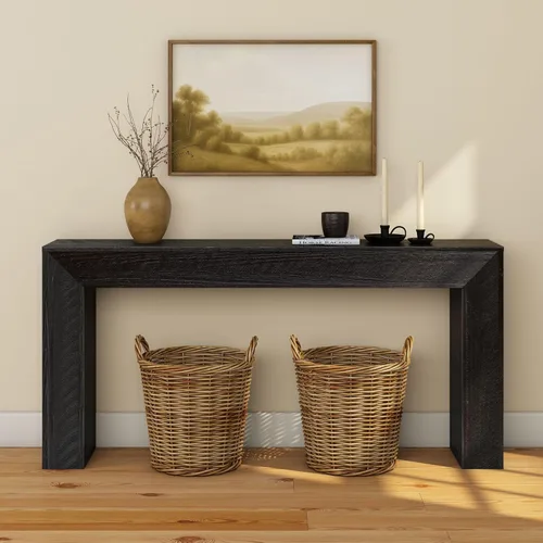 Vista 3 de Plank+Beam - Mesa de consola Camden de 66 pulgadas - Madera de pino macizo, fácil de montar para sala de estar o entrada, estilo rústico Char