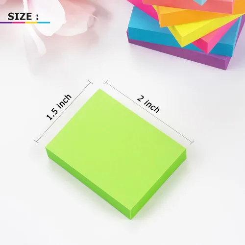 Vista 2 de Winner Aura Sticky Notes - Almohadillas autoadhesivas de colores brillantes de 1.5 x 2 pulgadas, 8 blocs por paquete, 100 hojas/bloc, total de 800