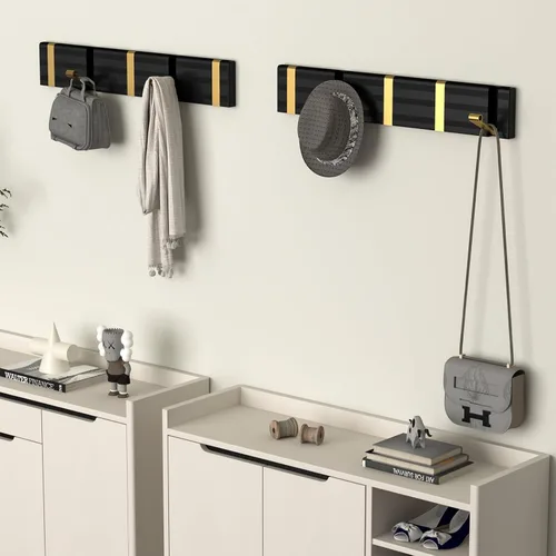 Vista 3 de Wisfame Ganchos para abrigos, perchero de aluminio montado en la pared, 5 ganchos plegables, resistente, ahorro de espacio, perchero de pared