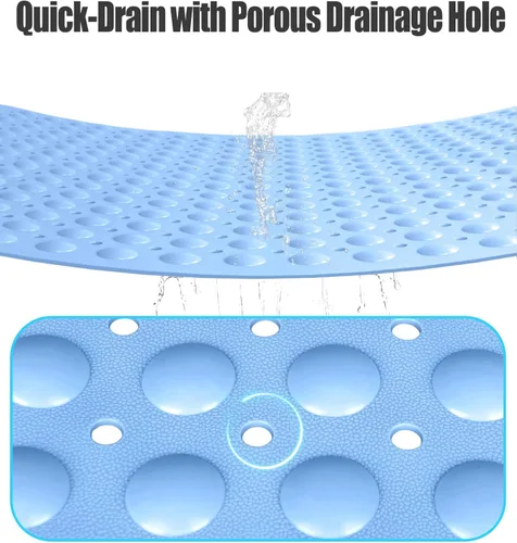 Vista 4 de Yonala - Tapete de ducha extra grande, antideslizante de 47.2 x 31.5 pulgadas para ducha interior con orificio de drenaje y ventosas, tapete