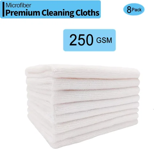 Vista 2 de Paquete de 8 paños de limpieza de microfibra, altamente absorbente, sin pelusas, sin arañazos, multiusos, suministros de limpieza de fibra de doble