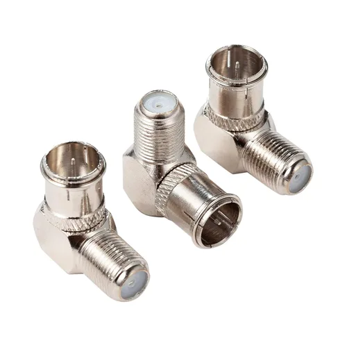 Vista 6 de Ancable Paquete de 3 adaptadores tipo F de ángulo recto, conector F-Pin de empuje rápido macho a hembra de 90 grados para TV montada en la pared