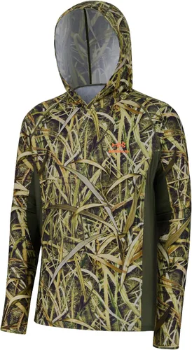 BASSDASH Sudadera con capucha para hombre, con protección UPF 50+, ligera, de camuflaje, de secado rápido, manga larga, con capucha, FS30M